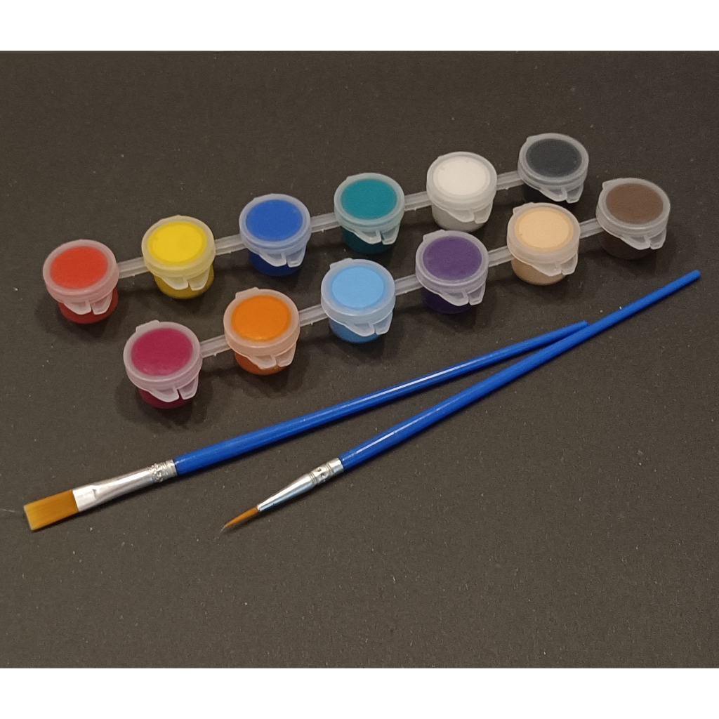 12 Colors 3ml mini Acrylic Paint Set With 2 brushes | Shopee Malaysia