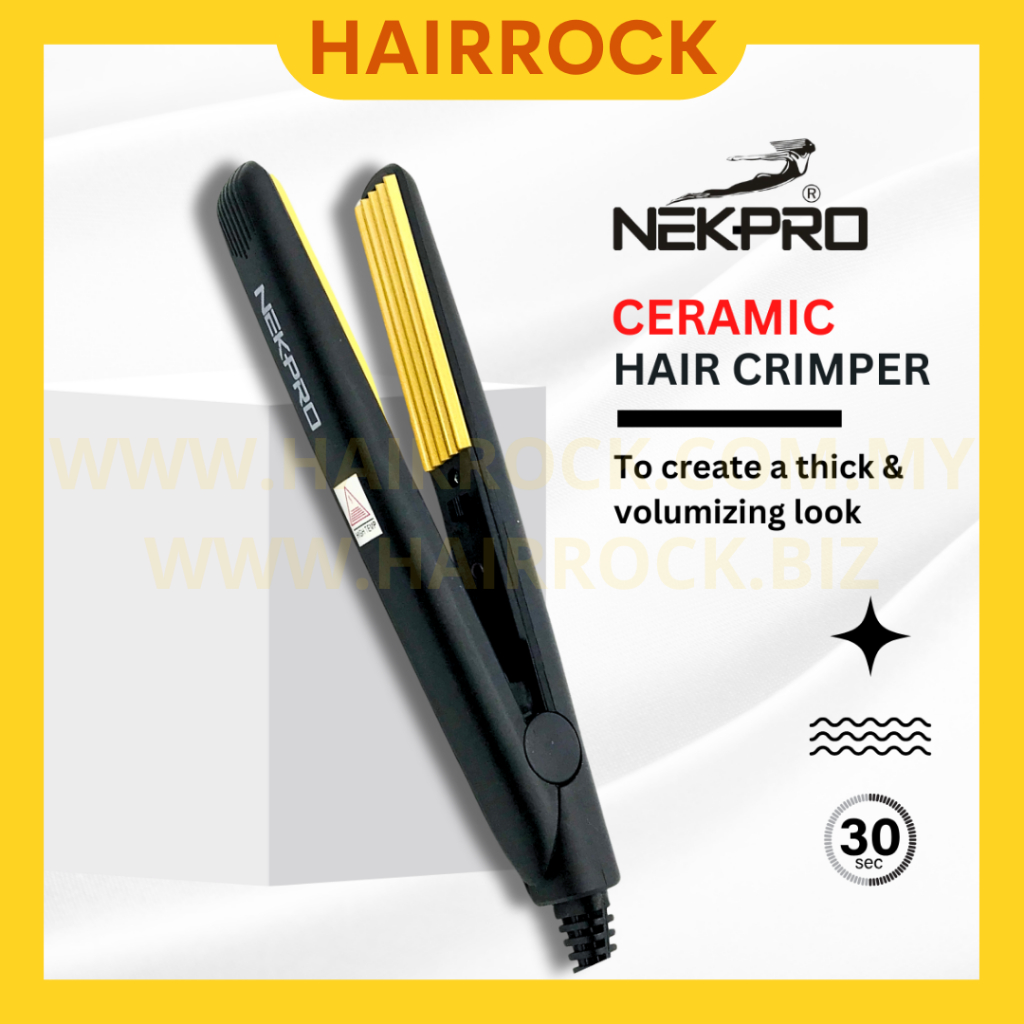 NEKPRO Ceramic Volumizing Portable Mini Hair Crimper Zig Zag Corn Perm ...