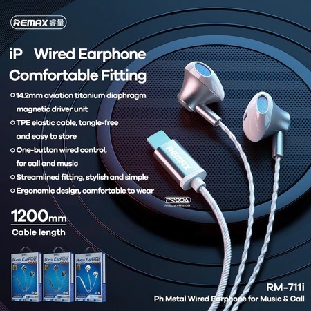 Original Remax RM-711 Earphone Hi-Res Audio Stereo Headphone 3.5mm Ip ...