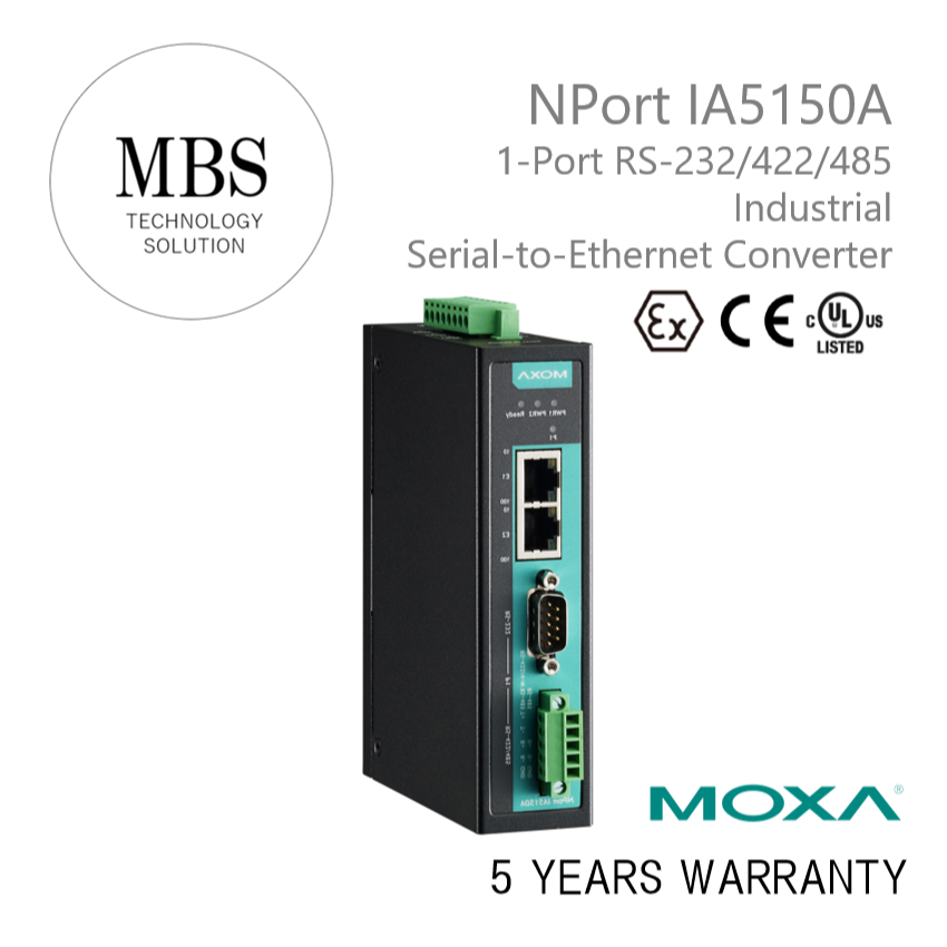 MOXA NPort IA5150A, 1-Port Industrial Serial-to-Ethernet Converter | UL ...