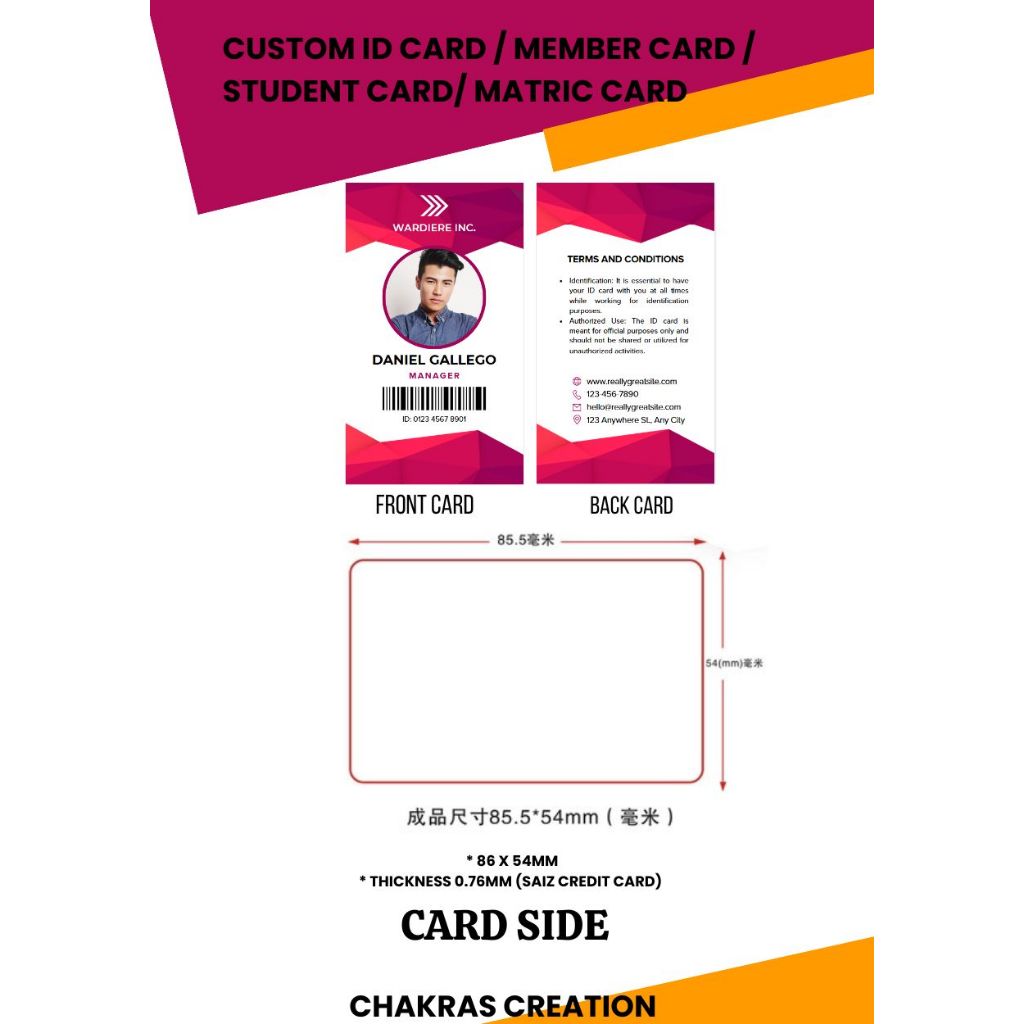 ID Card Printing_CUSTOM ID CARD / Member Card / Student Card/ Matric ...