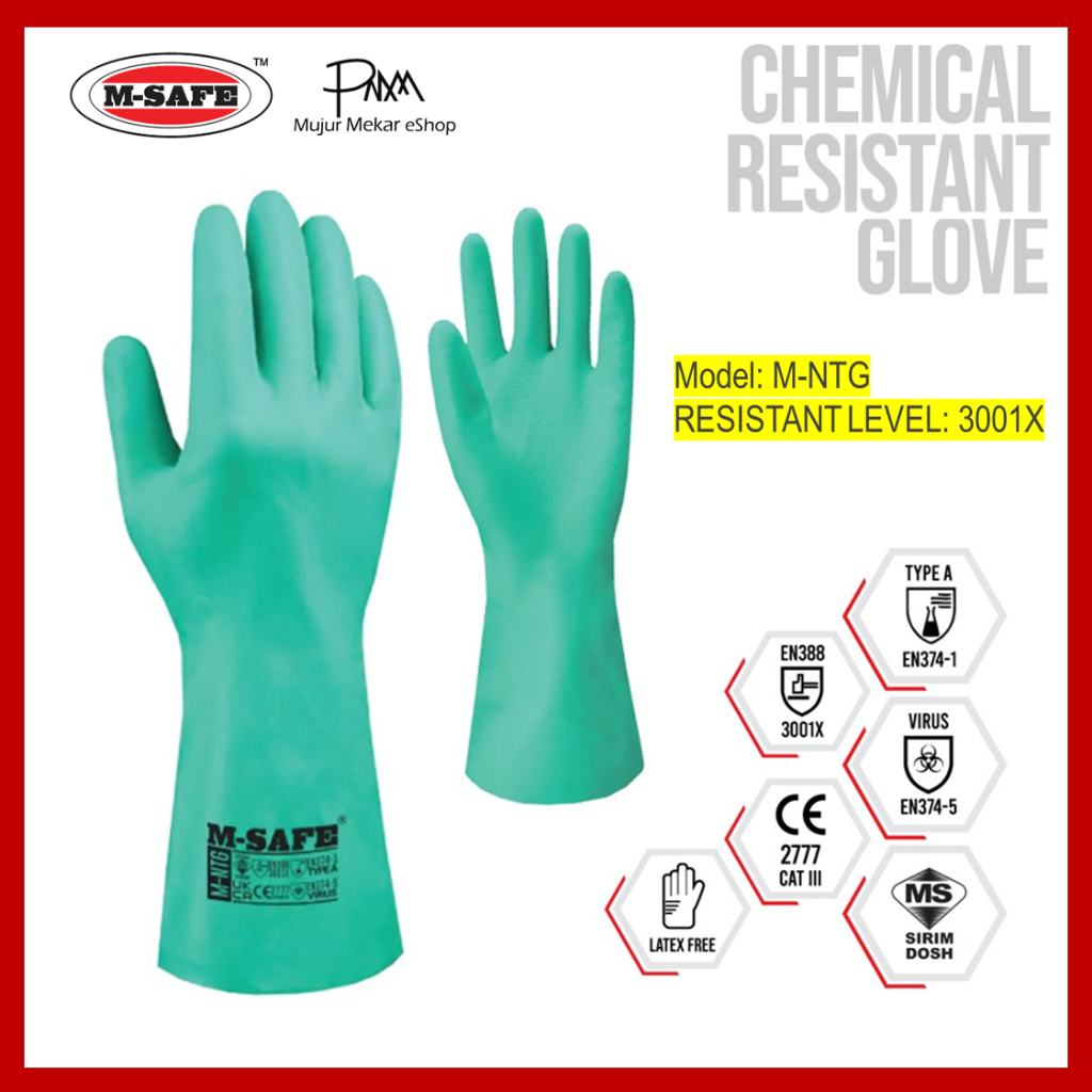 [SIRIM-DOSH] M-SAFE CHEMICAL RESISTANT NITRILE GLOVE (1 PAIR) | Shopee ...