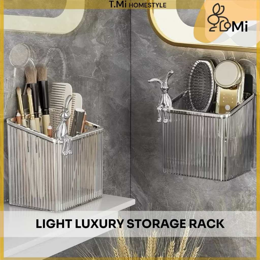 TMi Rack Light Luxury Toilet Shelf Bathroom Non-Perforation Toothpaste ...