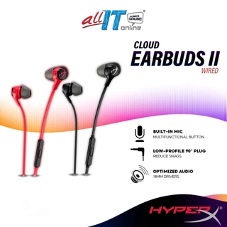 HyperX Cloud Earbuds II 3.5mm Wired Gaming Earbuds with Built-in-Microphone - Black / Red