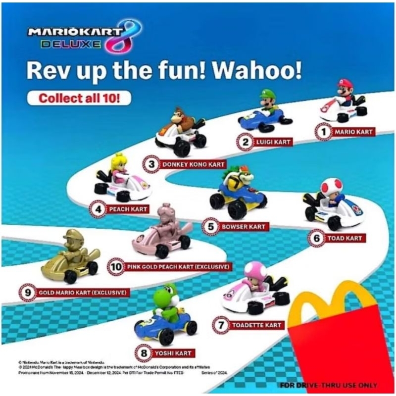 McDonald's Mekdi Mcd Happy Meal toys 2024 Super Mario Kart 麦当劳超级玛丽