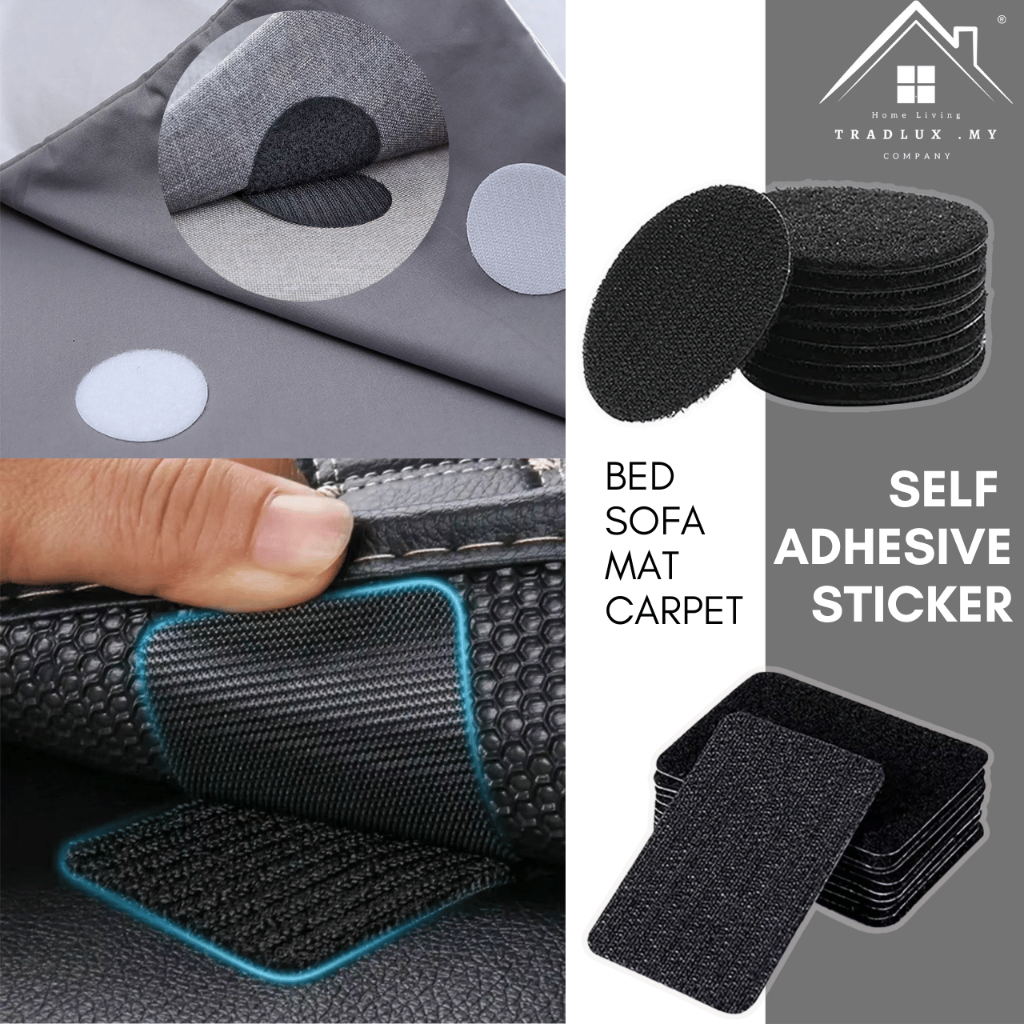 10 Pair Black Self Adhesive Hook Loop Dots Waterproof Sticky Glue Coins ...