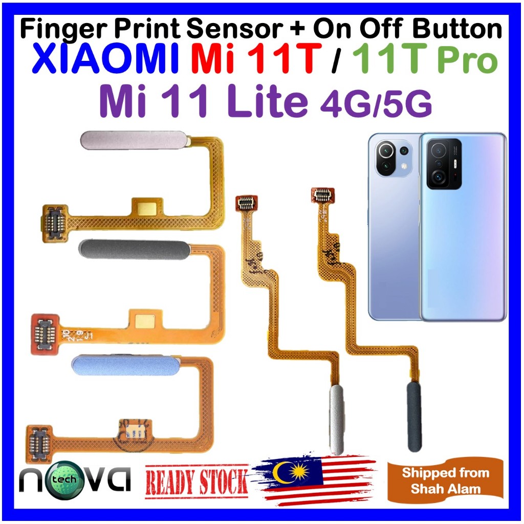BOVDRO Compatibile con Xiaomi Mi 11T 5G Fingerprint Sensor Flex Cable Power Button On Off Flex Cable
