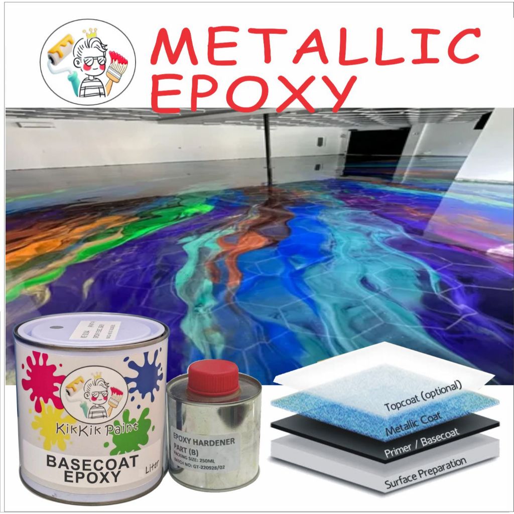 1L Metallic Epoxy Paint EPOXY METALLIC EPOXY FLOOR PAINT PROTECTIVE ...