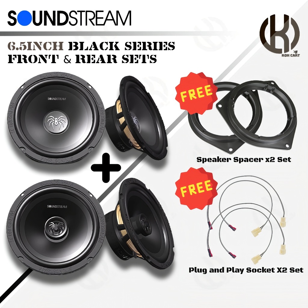 SOUNDSTREAM VSP Black Series Sets Front & Rear Car Speaker Package with ...