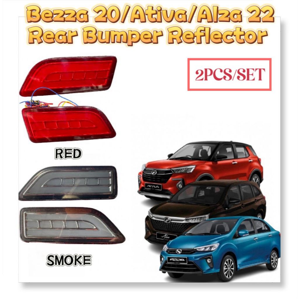 Perodua Ativa Bezza 2020 Alza 22 Rear Bumper Reflector LED | Shopee ...