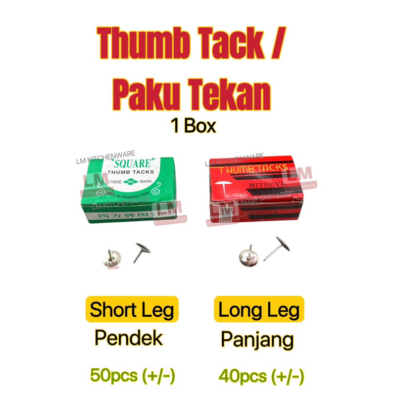 THUMB TACK / THUMBTACK / PAKU PAYUNG / PAKU TEKAN 图钉 (LONG / SHORT ...