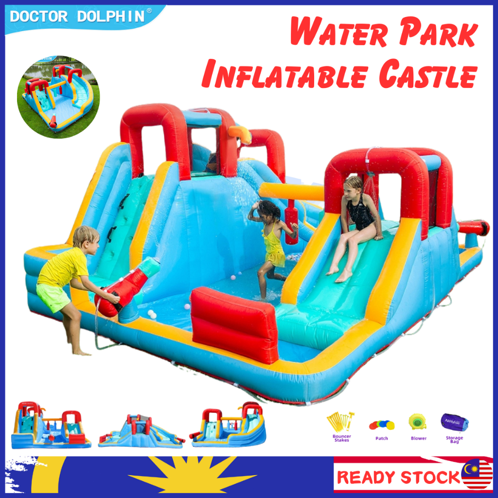 🔥READY STOCK🔥 DOCTOR DOLPHIN Inflatable castle fountain kids swimming ...
