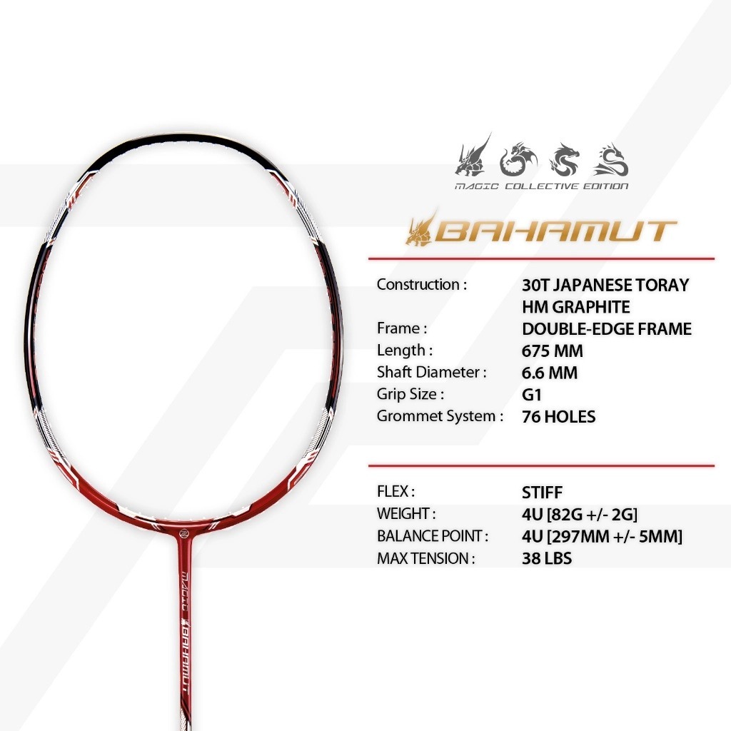 PROTECH BAHAMUT Badminton Racket Racquet Dragon Magic Series ...