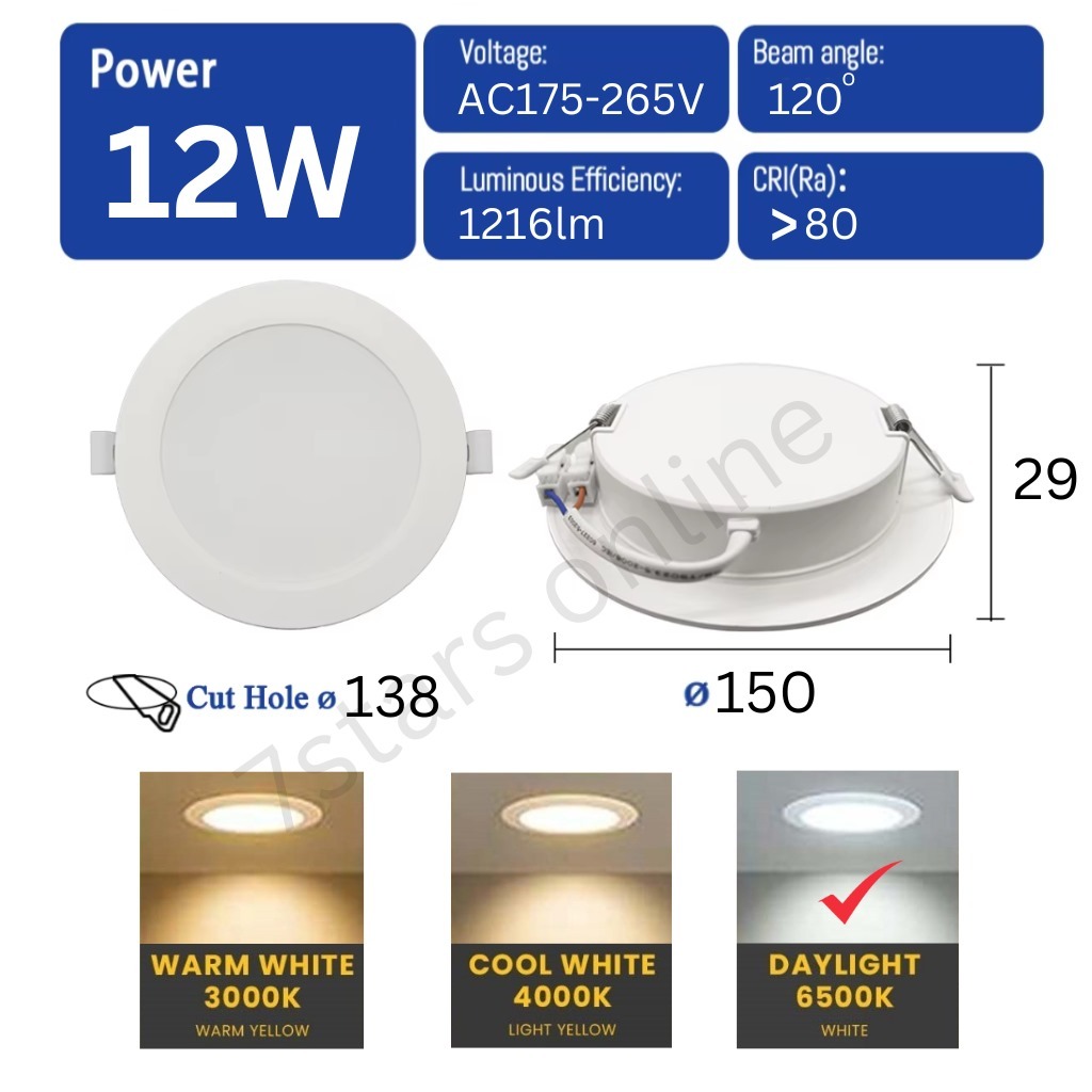 YETPLUS LED RECESSED DOWNLIGHT 18W and 12W SIRIM | Shopee Malaysia
