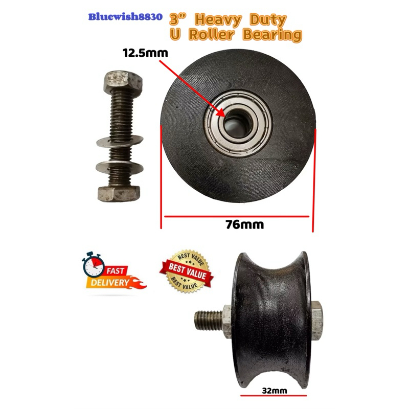 Roller 3” Inch Heavy Duty Auto-Gate Pipe Bearing Roller / Sliding Door ...