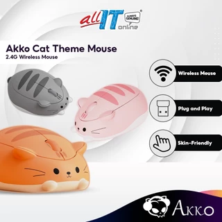 Akko Cat Theme Mouse with Wireless 2.4G, Plug and Play, Skin Friendly, Anti-Slip Bottom, ABS Material, Cute Design Mouse