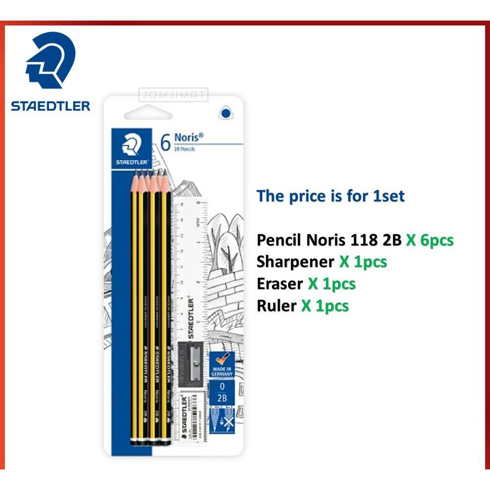 STAEDTLER 120-0 Noris 2B Pencils Dozen Box | 120-0S1BK6 Set in BK ...