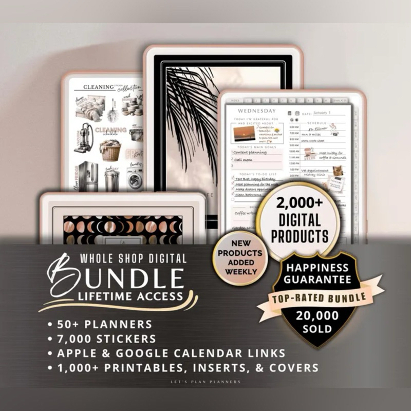 2025 Digital Planner & Sticker Bundle - Budget, Fitness, Goals,Meal ...