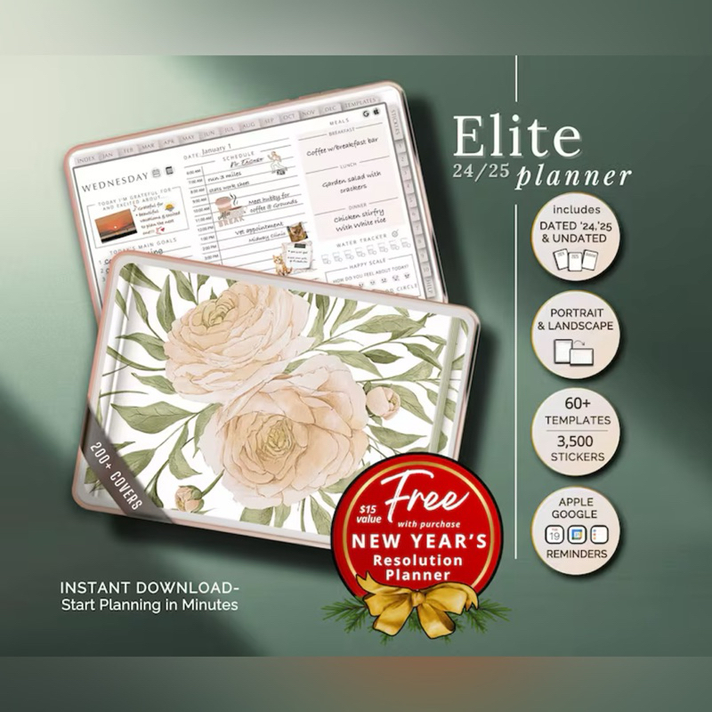 2025 Digital Planner GoodNotes Template for iPad, Tablet & Phone