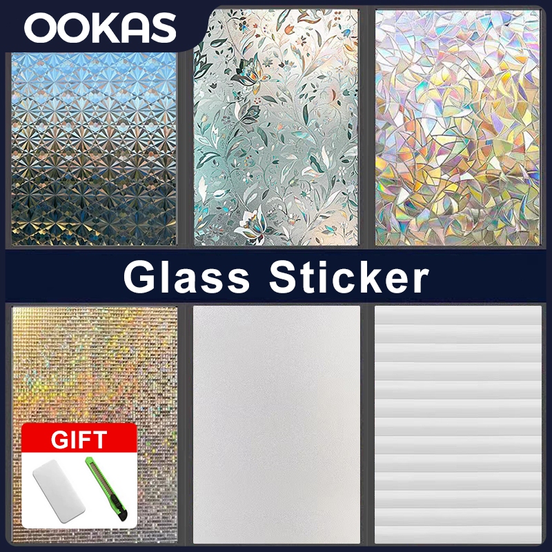 OOKAS 3D Iridescent Glass Stickers 45/60/90/100cm Width Self-adhesive ...