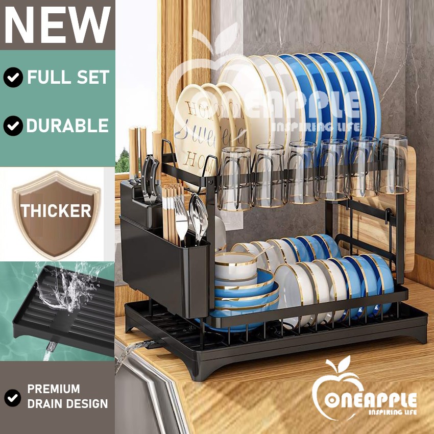 ONEAPPLE.MY Auto Drain Double Rak Pinggan Cawan Kitchen Storage Rack ...