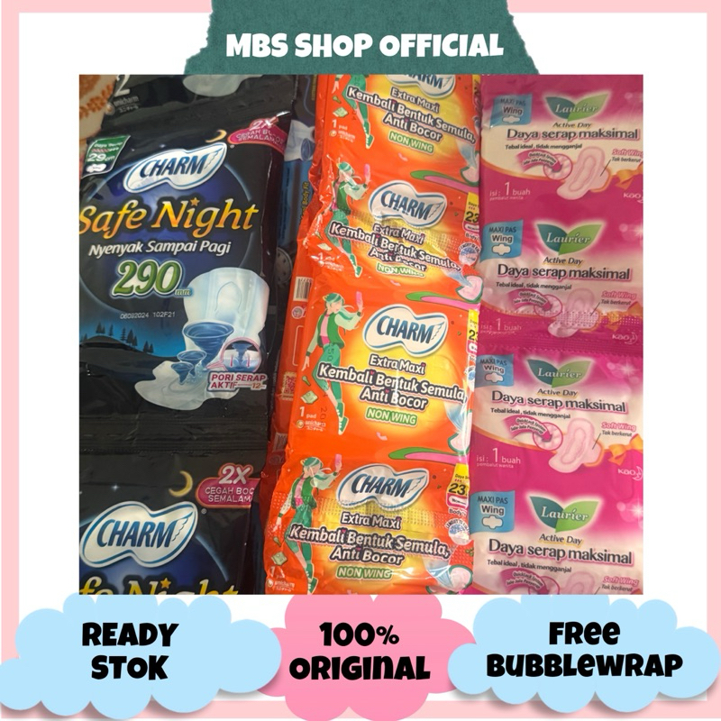 Kotex Pembalut CHARM & LAURIER RENCENG SACHET ISI 10 SACHET | Shopee ...
