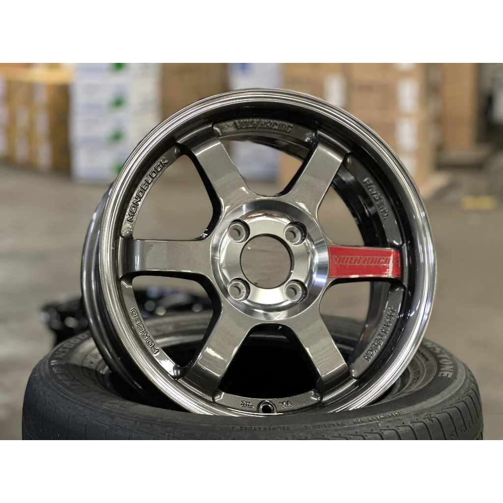 NEW 15X6.5J AOW TE37 SL Rim (set of 4) Gunmetal 4X100 for Axia Bezza ...