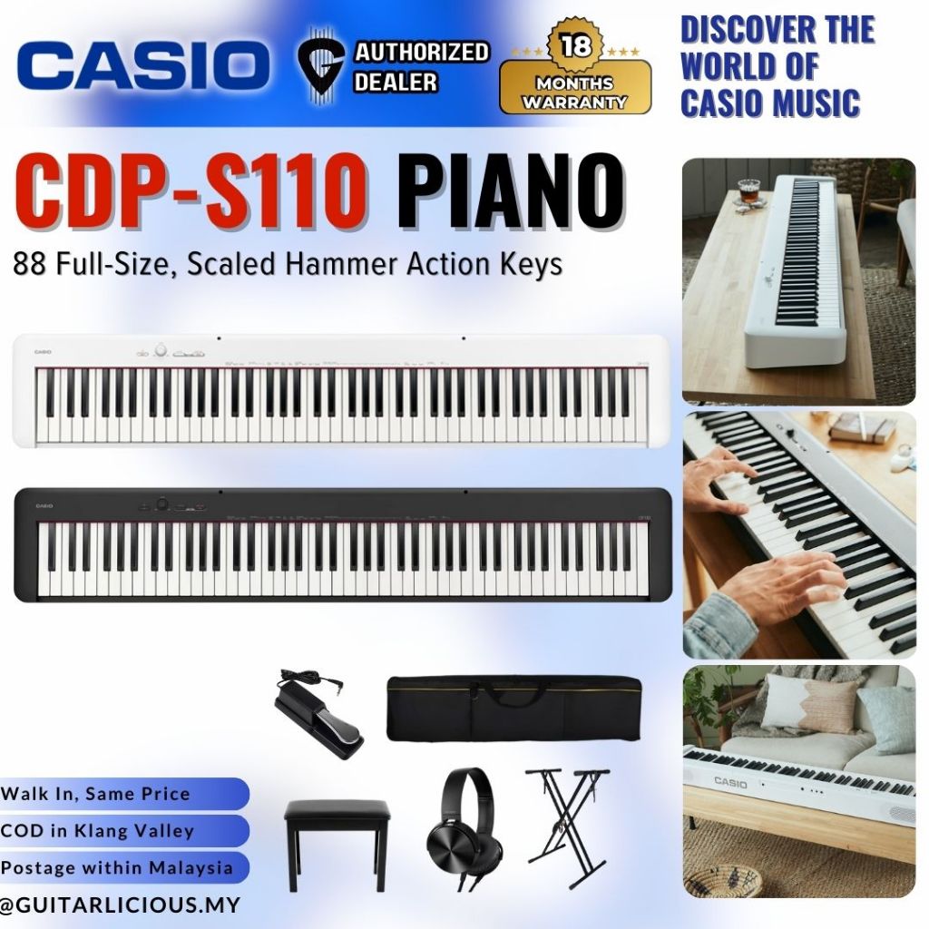 Casio CDP-S110 88-key Digital Piano with Edifier W600BT Headphone ...