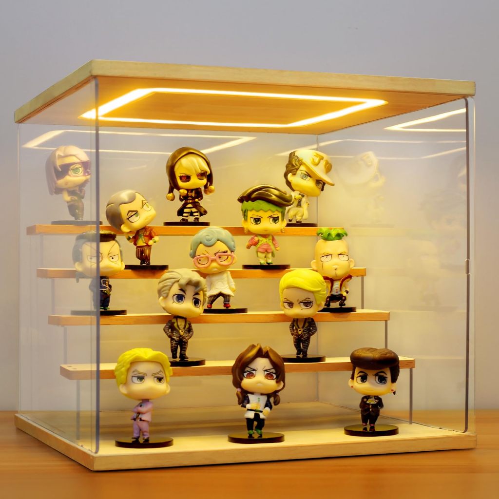 Transparent Acrylic Display Box with Wooden Top Base Dust Proof Acrylic ...