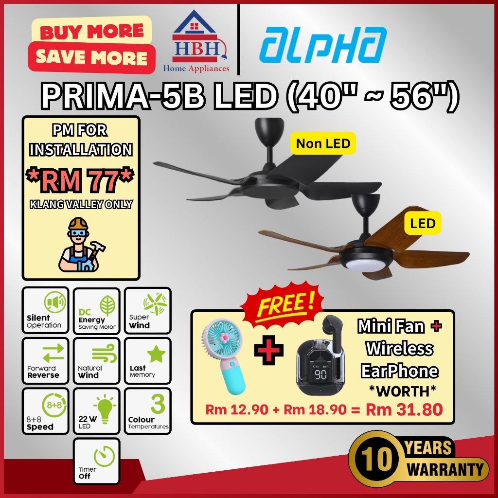 (FreeGift) Alpha | Prima LED | 40Inch | 56Inch | DC Motor | 8 Speed ...