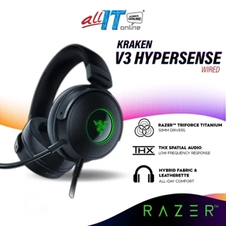 Razer Kraken V3 HyperSense Wired USB Gaming Headset with Haptic Technology | Triforce Titanium 50mm Driver | THX Spatial