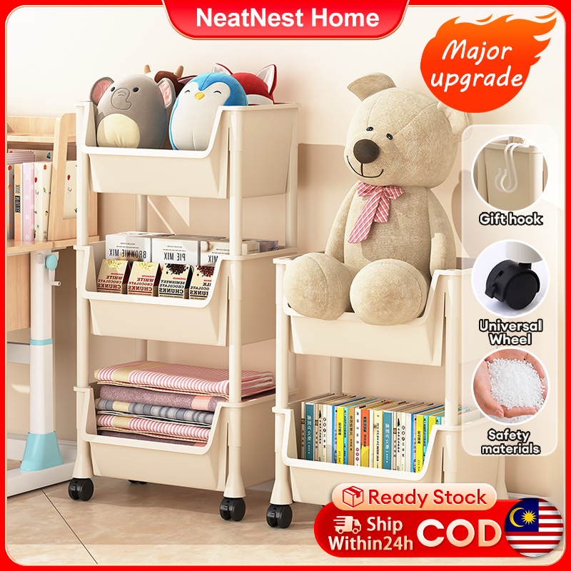 Storage Rack With Wheels Movable Book Shelf Rack Multi-Layer Book ...