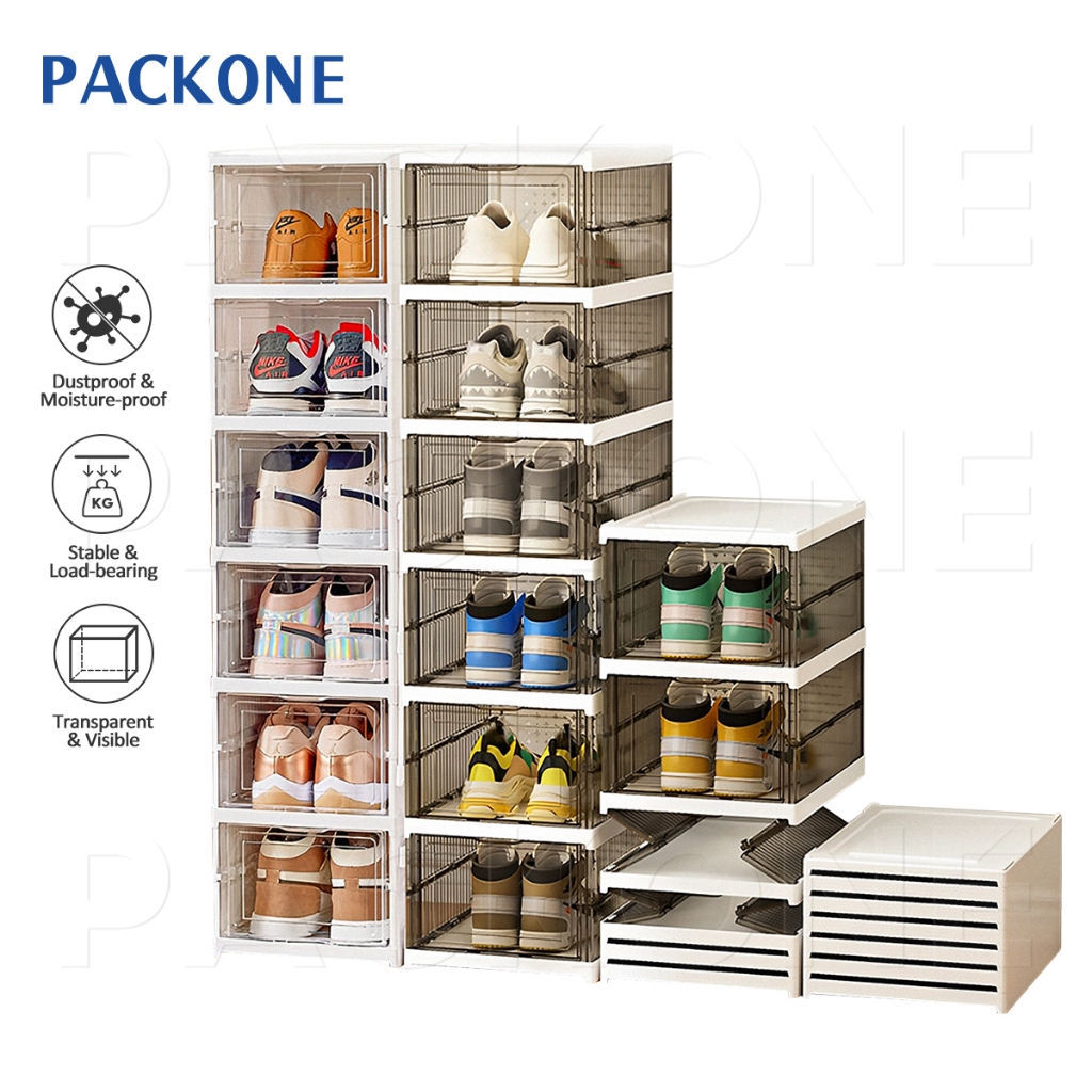PACKONE Foldable transparent shoe rack shoe cabinet | Shopee Malaysia
