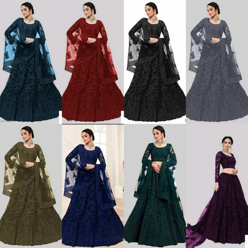 EF-1968~S To 2XL - Beautiful Designer Net With Chain Design Work ...