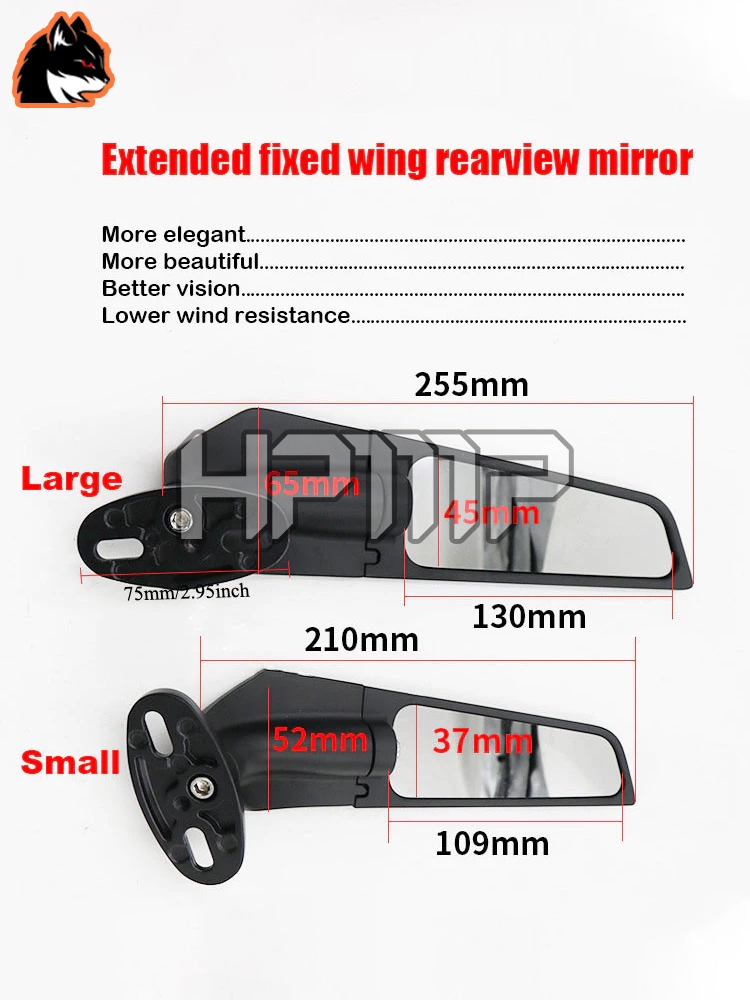 Winglet Rear View Mirrors Wind Winglet Adjustable Cermin Side Mirror ...