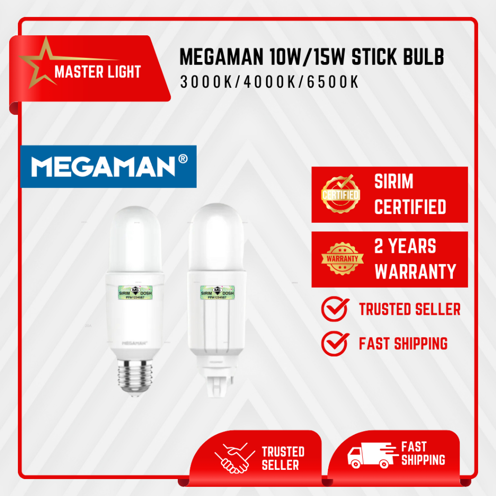 MEGAMAN LED BULB 10W/15W LED STICK BULB (SIRIM) | Shopee Malaysia