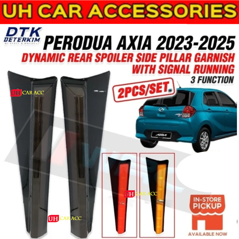 DTK Perodua Axia 2023 - 2025 Dynamic Rear Spoiler Side Pillar Garnish ...
