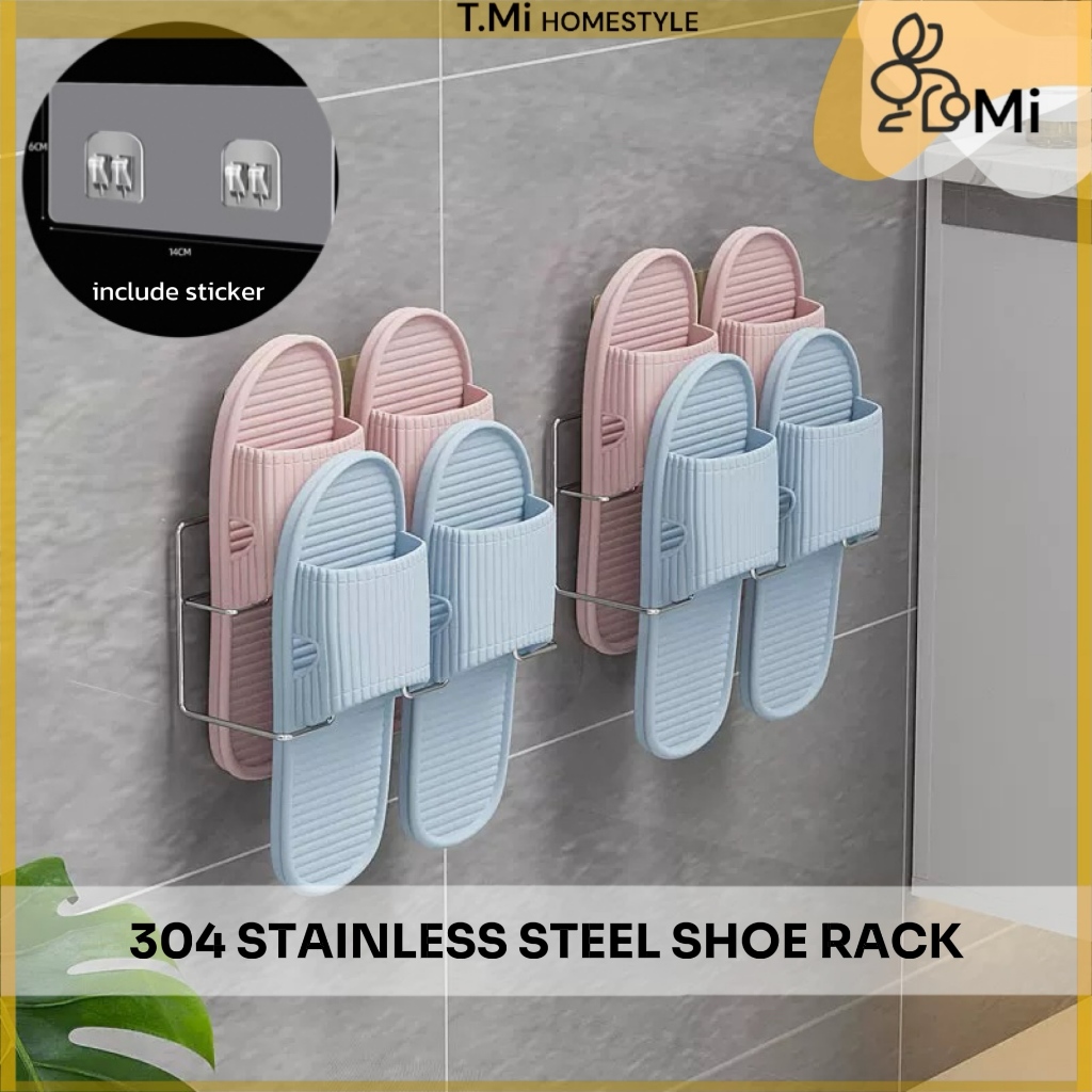 TMi Rack Bathroom Slipper Rack Wall Mounted Non-Perforated Bathroom ...