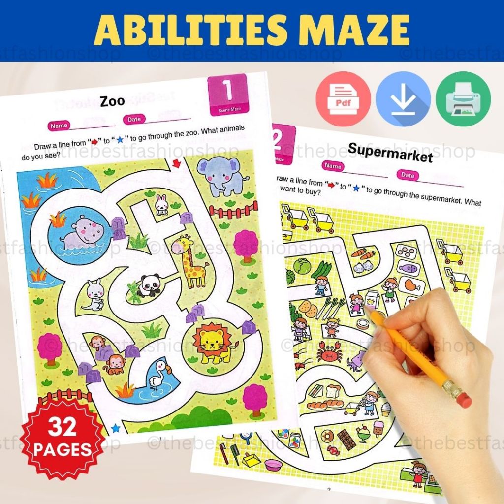 A016 [PDF] Abilities Maze Worksheet Printable Puzzle Activity Pages ...