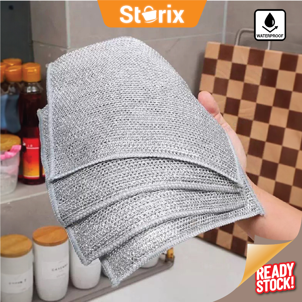 Storix Metallic Silver Kitchen Rag Dishwasher Cleaning Multi-Purpose ...