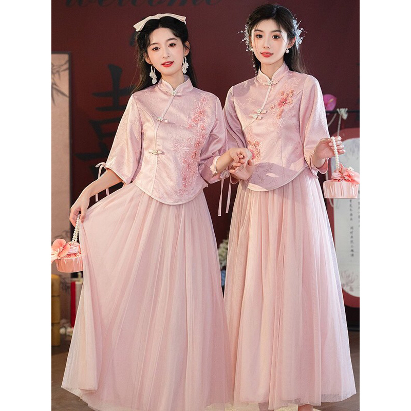 New Chinese bridesmaid dress sisters group slim dress wedding Chinese style  cheongsam bridesmaid dress female | Shopee Malaysia