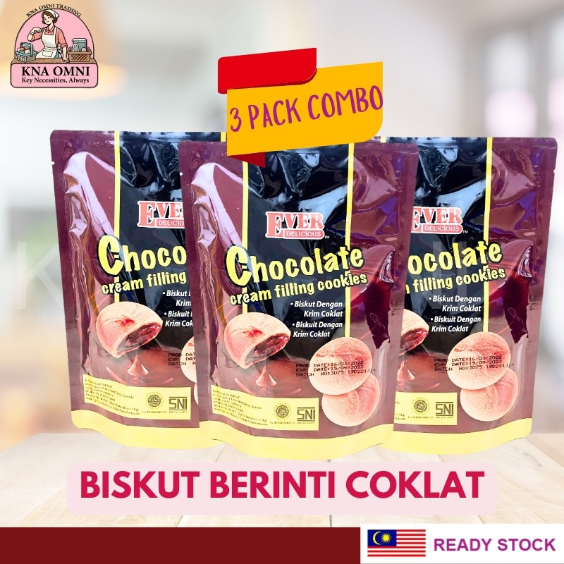 3x Bundle Ever Delicious Chocolate Cream Filling Cookies Biskut Coklat ...