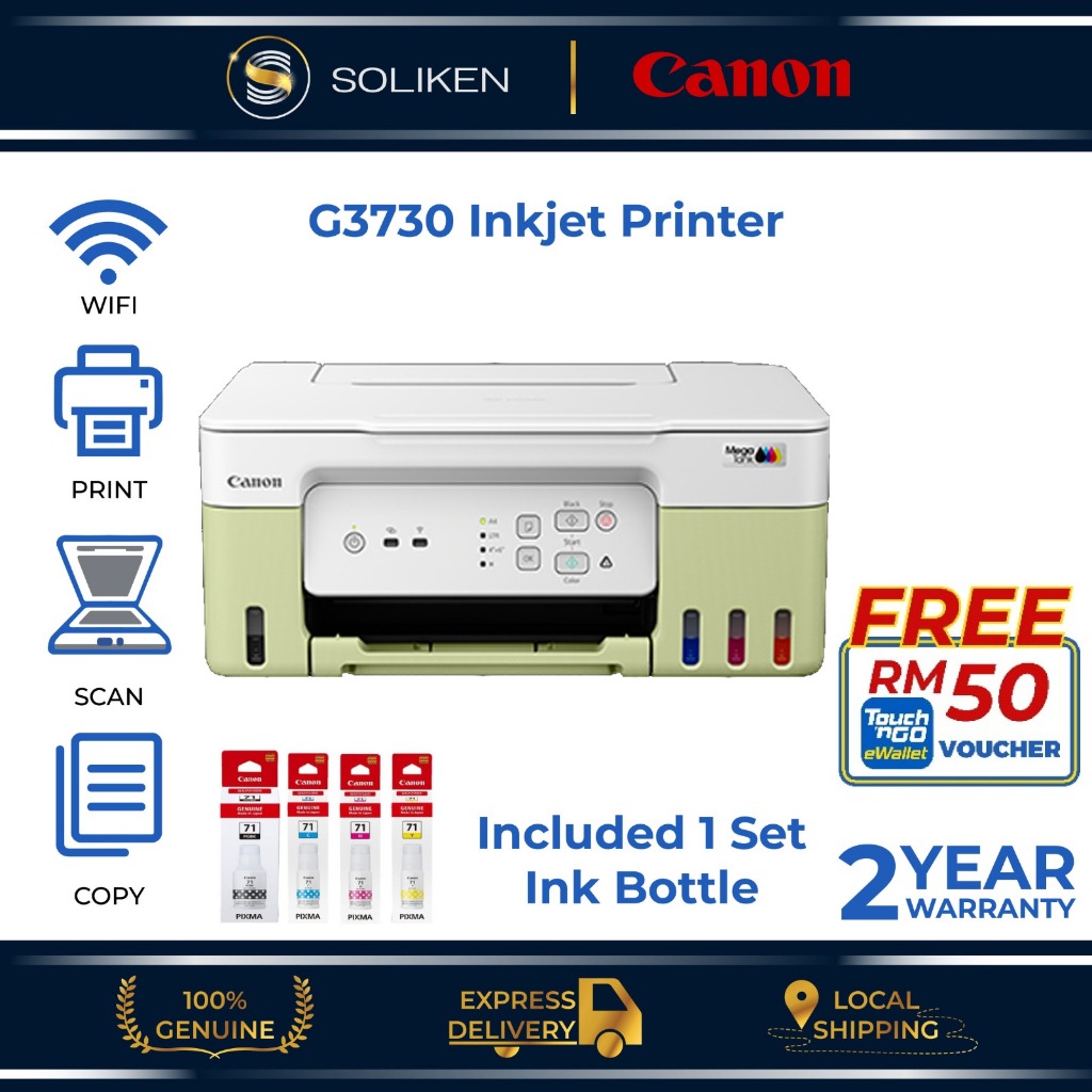 [FREE RM50 TnG E-WALLET] Canon PIXMA G3730 Inkjet Printer WIFI ...