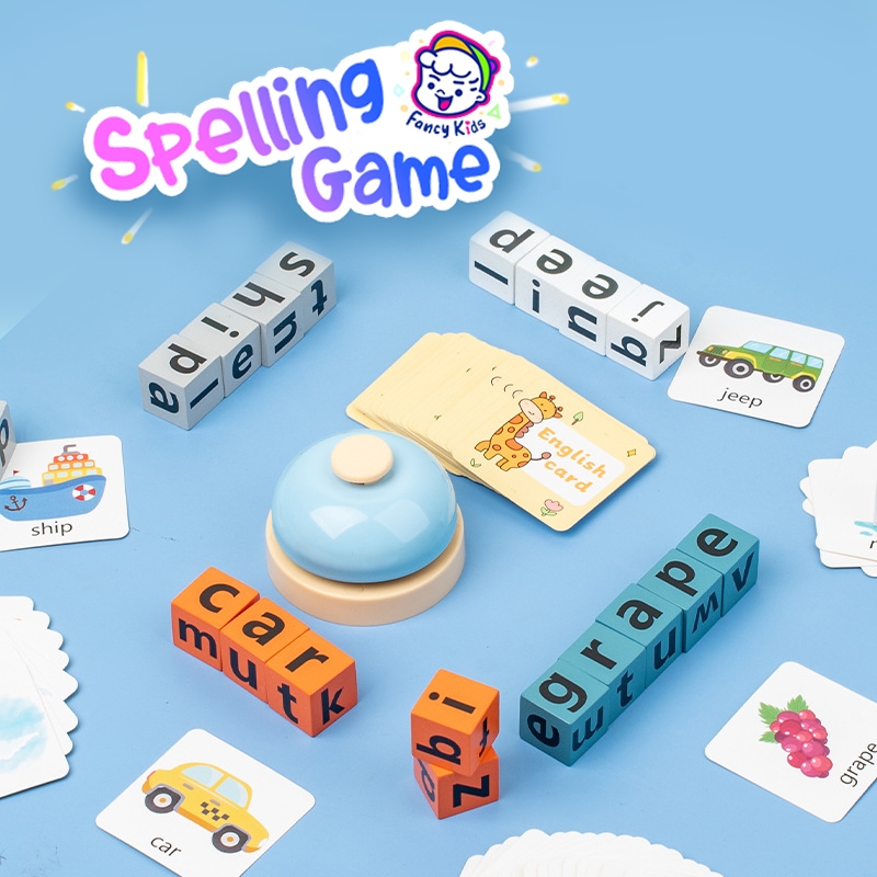 Wooden Letter Spelling Block Set/Flash Cards Matching Letter Game ...