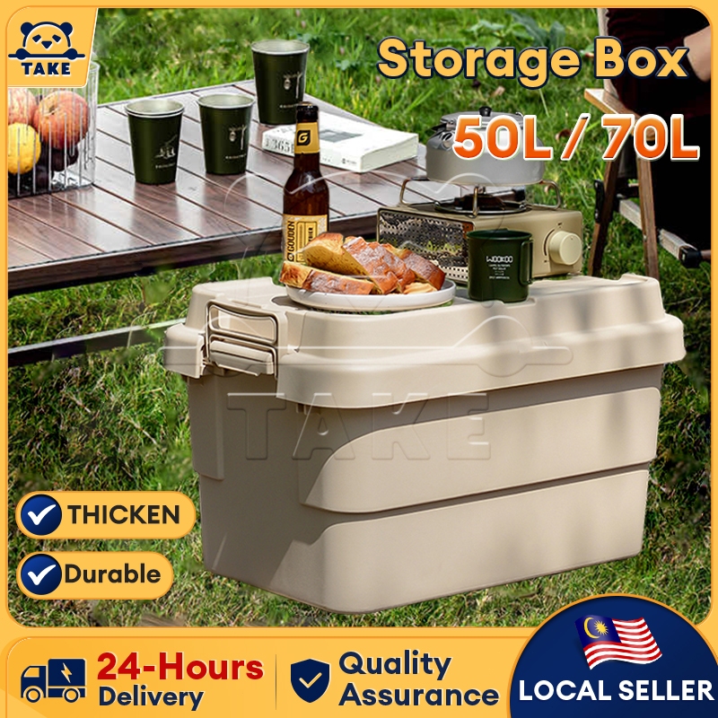 TAKE Camping Storage Box 50L/70L Thicken Car storage box Kotak ...