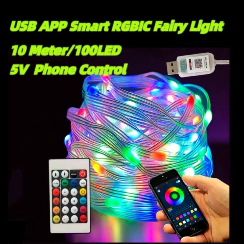 USB Smart APP Light Rgbic Strip Remote Bluetooth Music Marquee Flowing ...