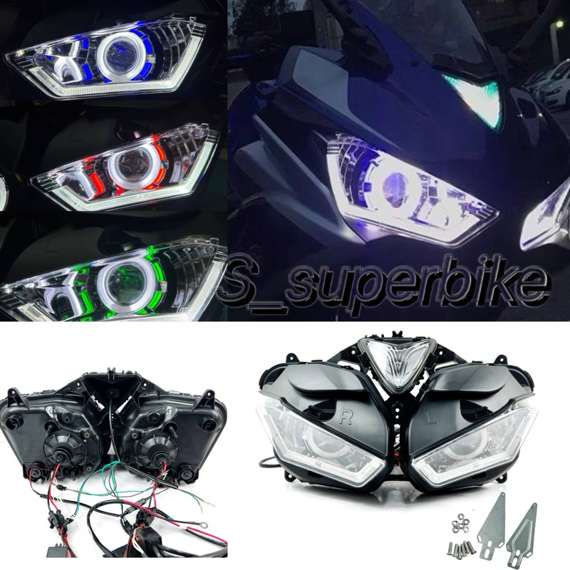 R25 R3 Motorcycle HID Headlight head lamp with projector angel eyes ...