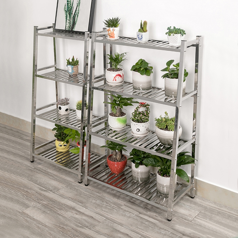 Stainless Steel Flower Stand Movable Stable Shelf 3/4 Layers Multi ...