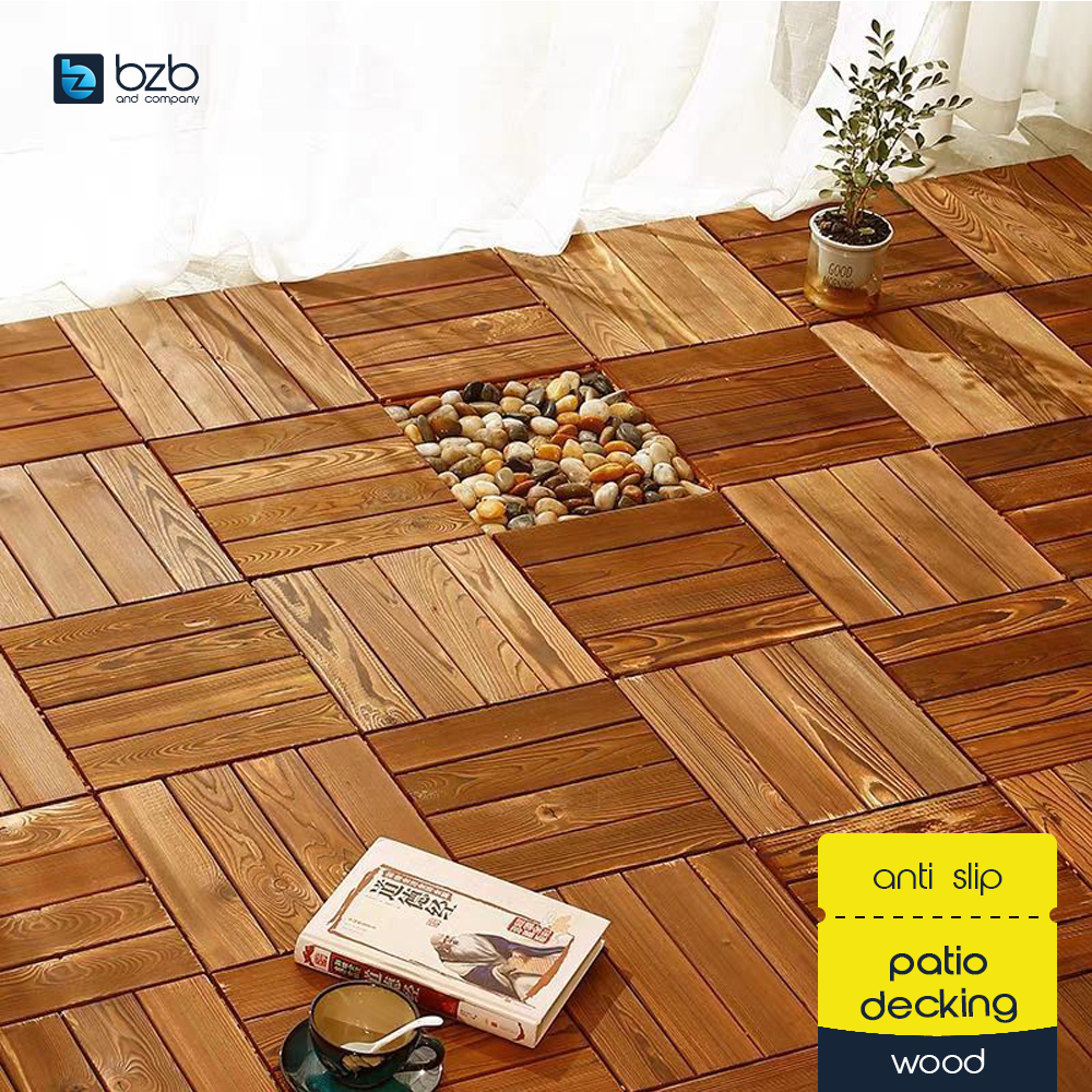 Splicing Wood Interlocking Flooring Anti Slip DIY Patio Decking Balcony ...