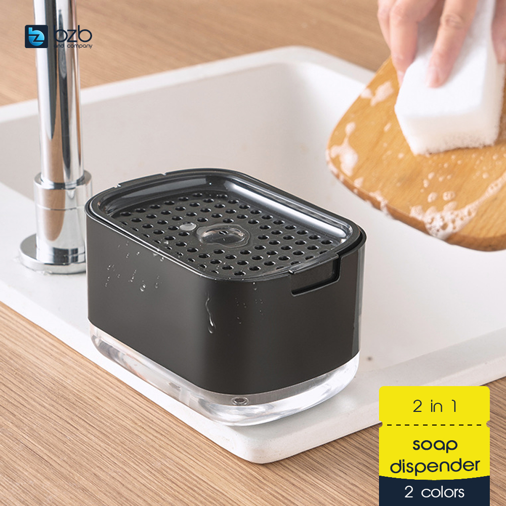 2 in 1 Kitchen Dish Wash Soap Dispenser Sponge Box Holder Scrubber ...
